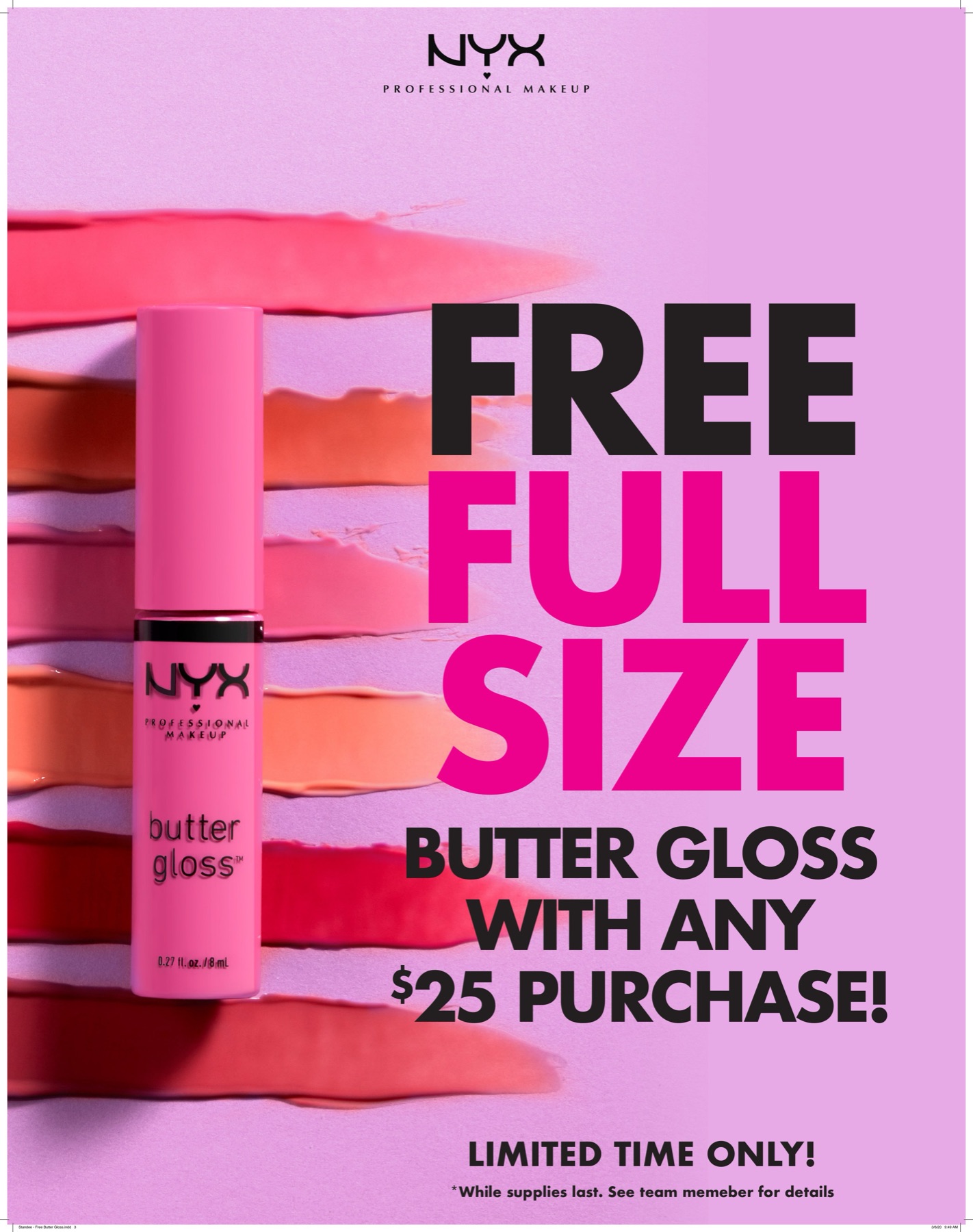 NYX Butter Gloss promotional standee