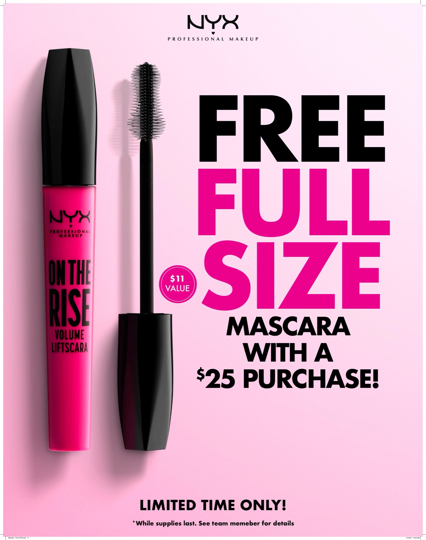NYX mascara promotional standee