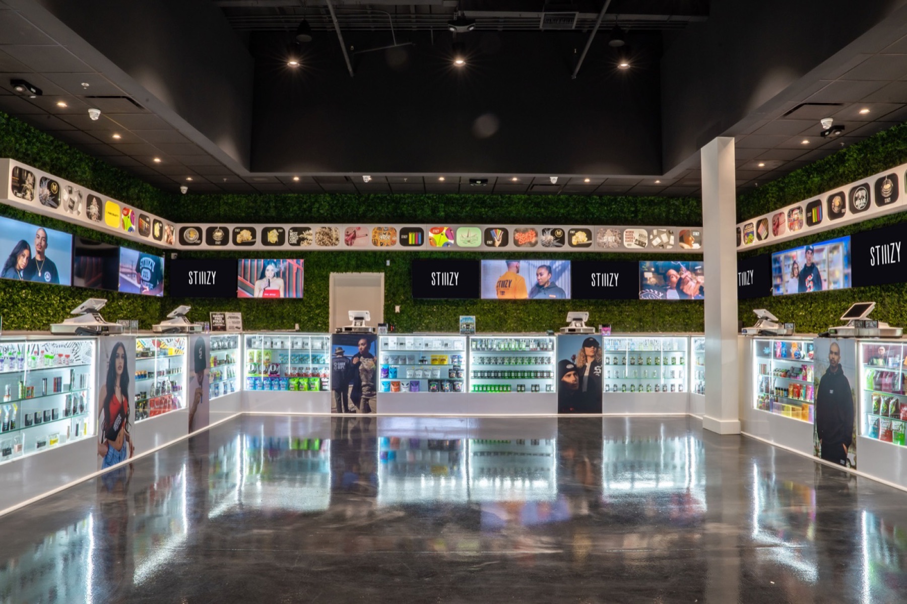 STIIIZY branded merchandising and screen wall