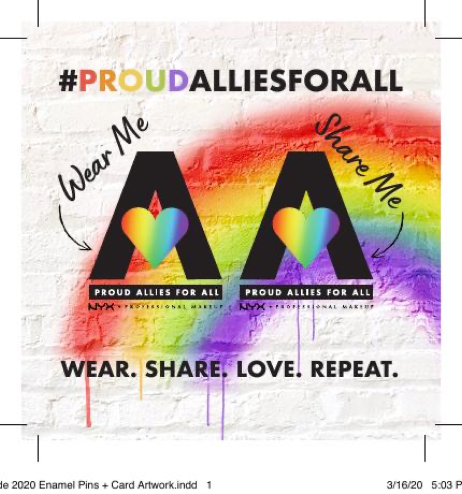 NYX Proud Allies for All enamel pin card