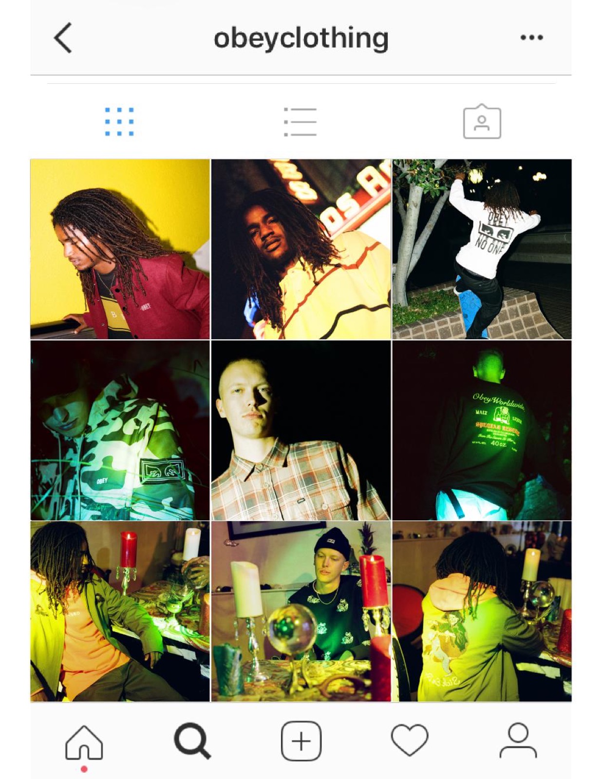 OBEY Clothing Instagram grid